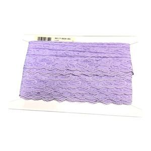 Vintage Lot Lavender Purple Lace Trim Ribbon 1.5” Width Stretchy Floral Pattern